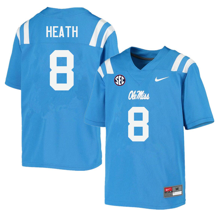 Men #8 Malik Heath Ole Miss Rebels College Football Jerseys Sale-Power Blue